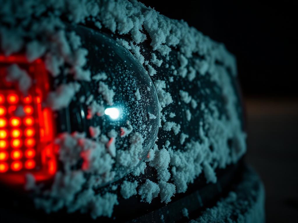 Backup camera covered in salt